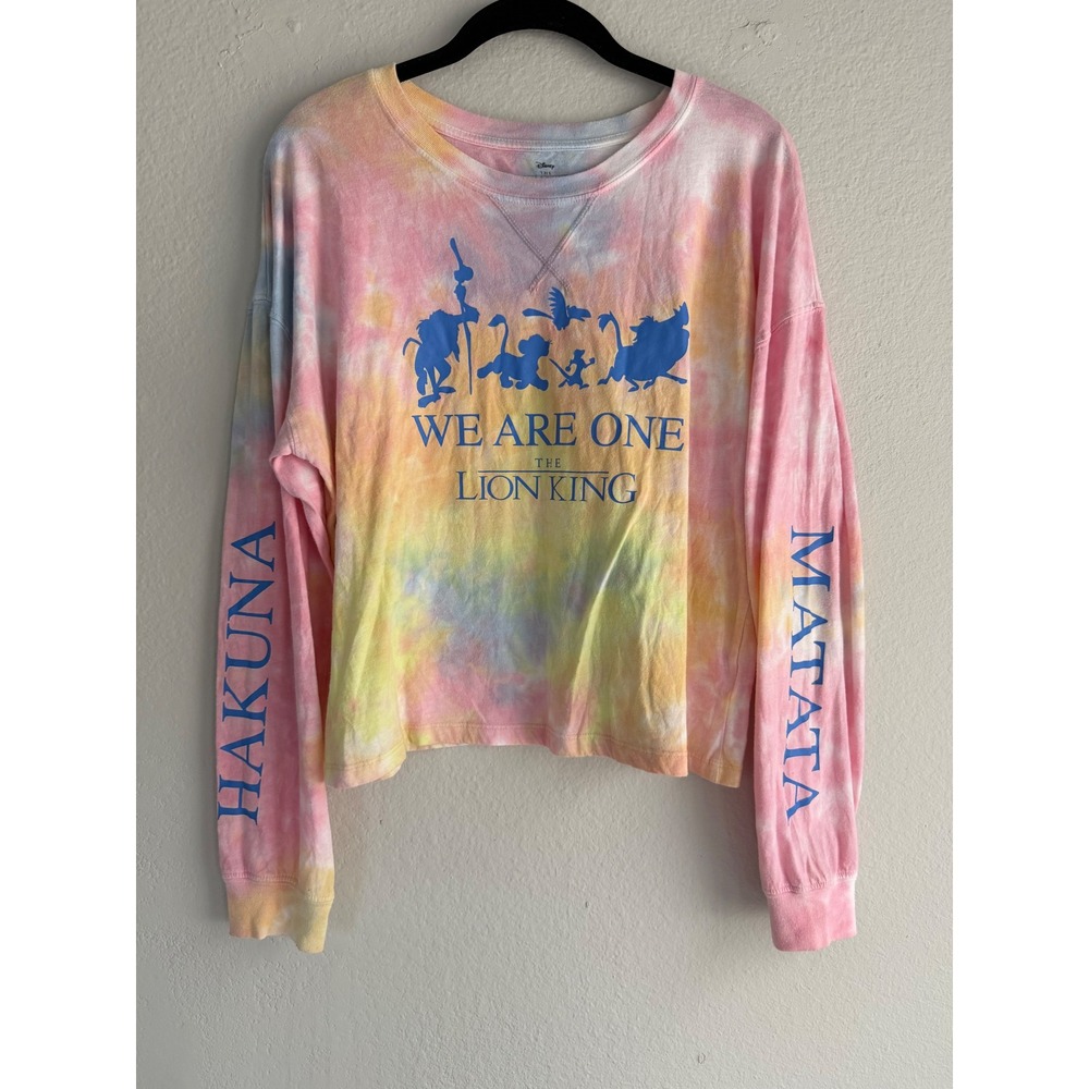 Disney Lion King We Are One Tie Dye Long Sleeve Crop Top Womens Large Hakuna